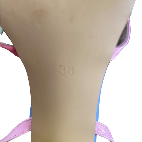 Pastel Rainbow criss cross leather Sandals. Moda in Pelle from England. - Picture 6 of 14